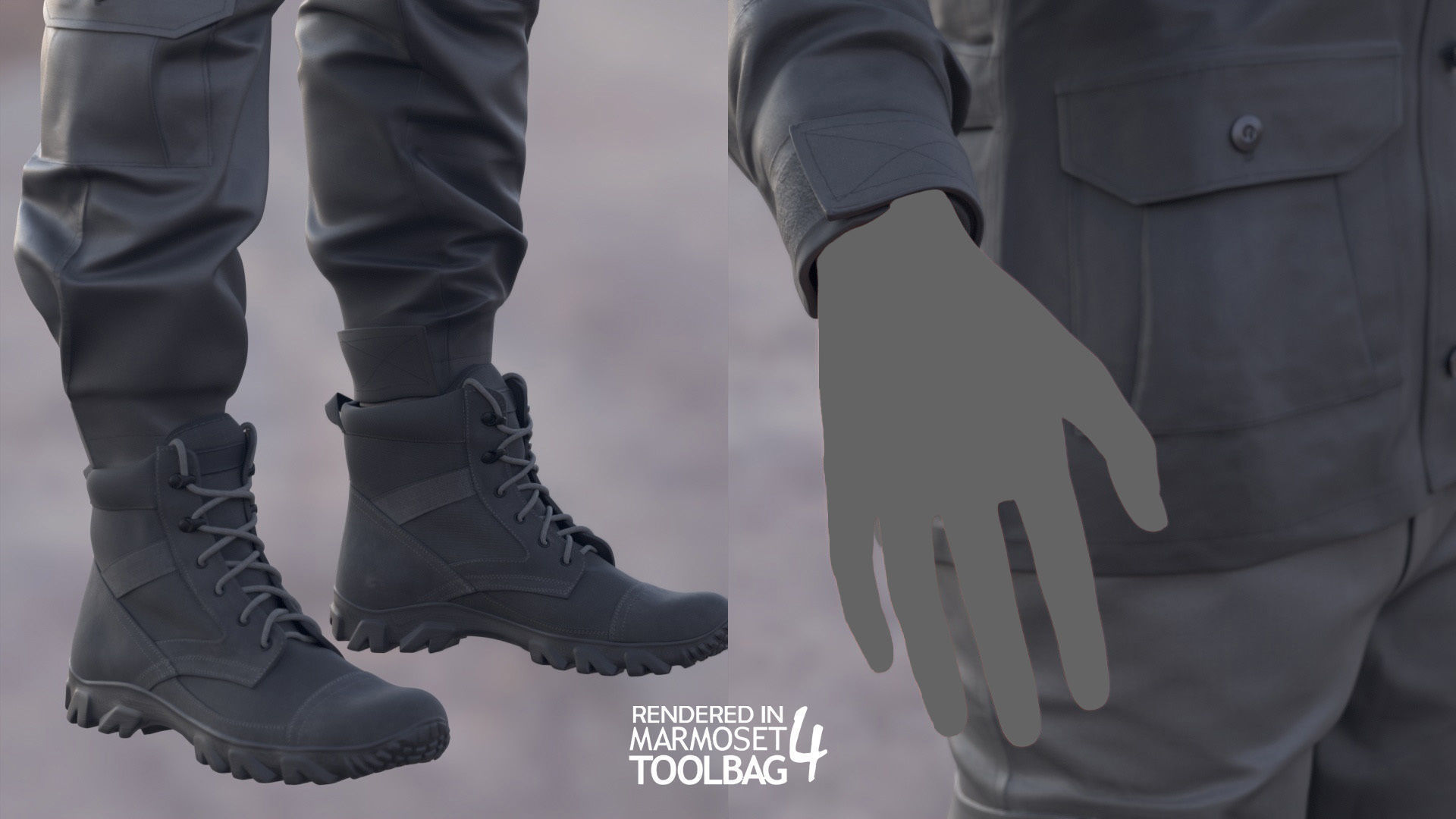 Female Military Outfit 2 Low-poly 3D model_10