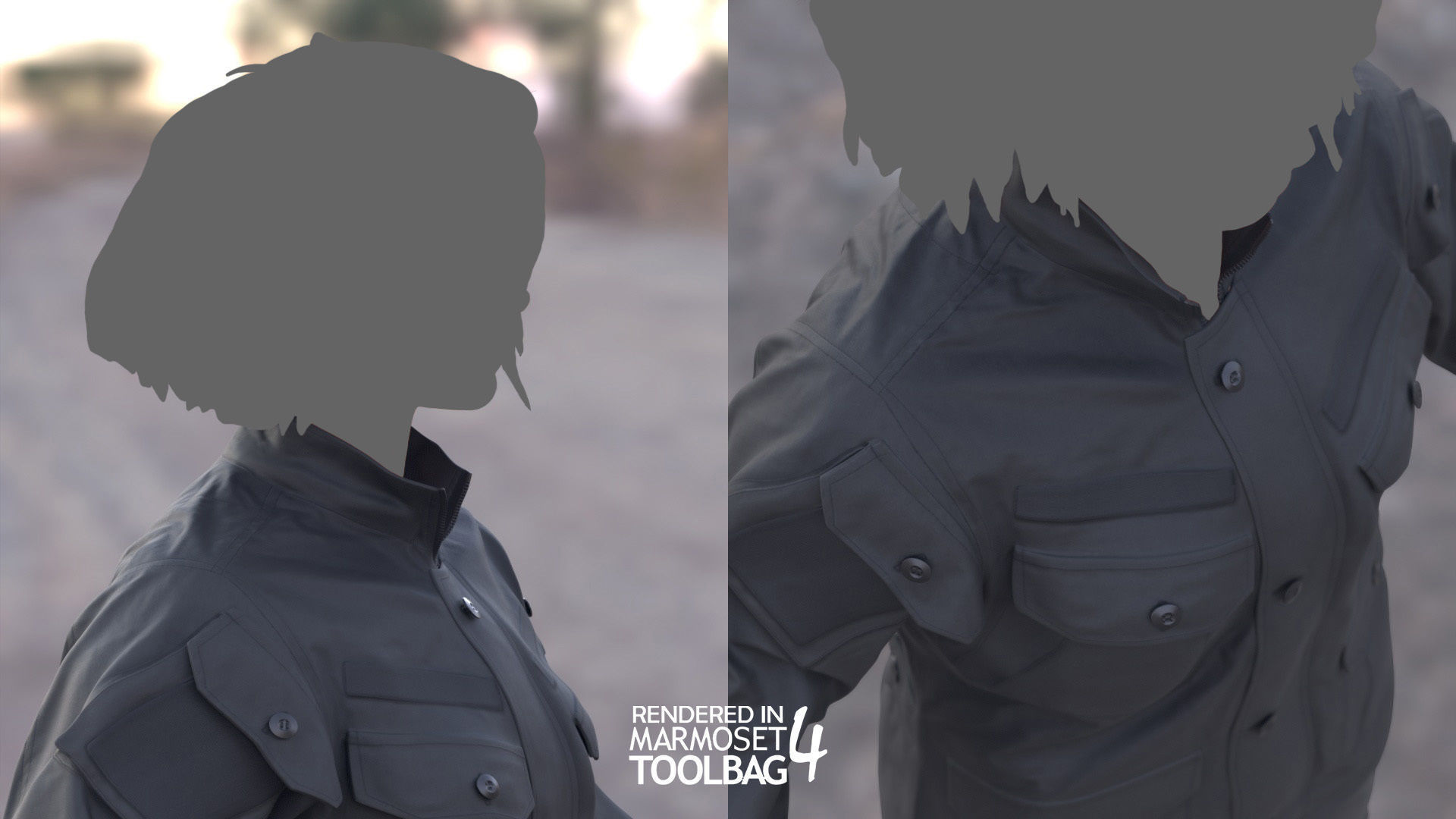 Female Military Outfit 2 Low-poly 3D model_11
