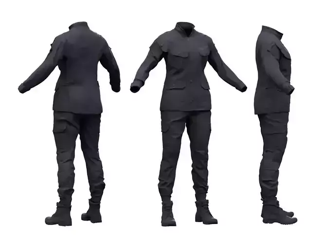 Female Military Outfit 2 Low-poly 3D model Female Military Outfit 2 Low-poly 3D model