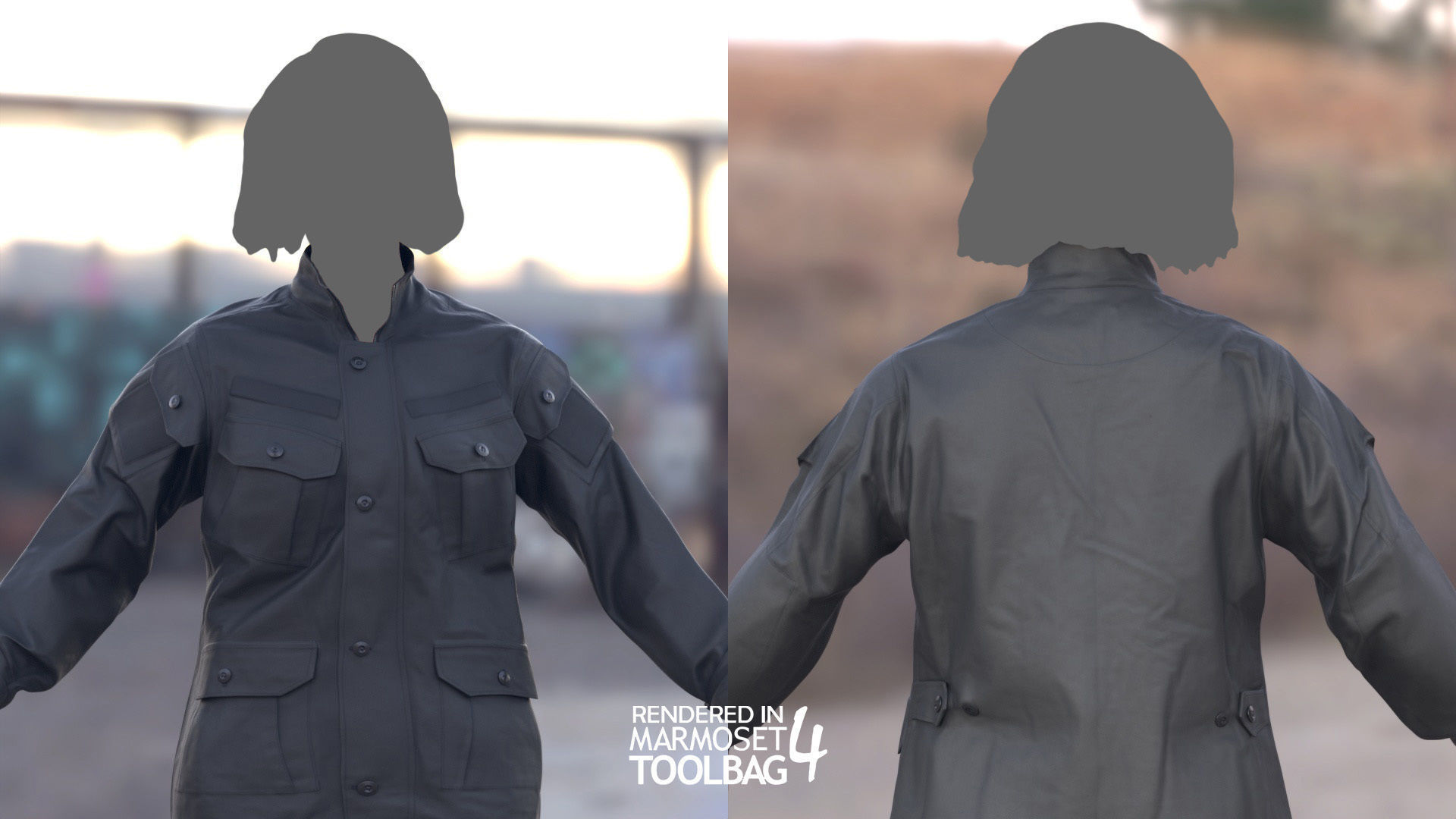 Female Military Outfit 2 Low-poly 3D model_6