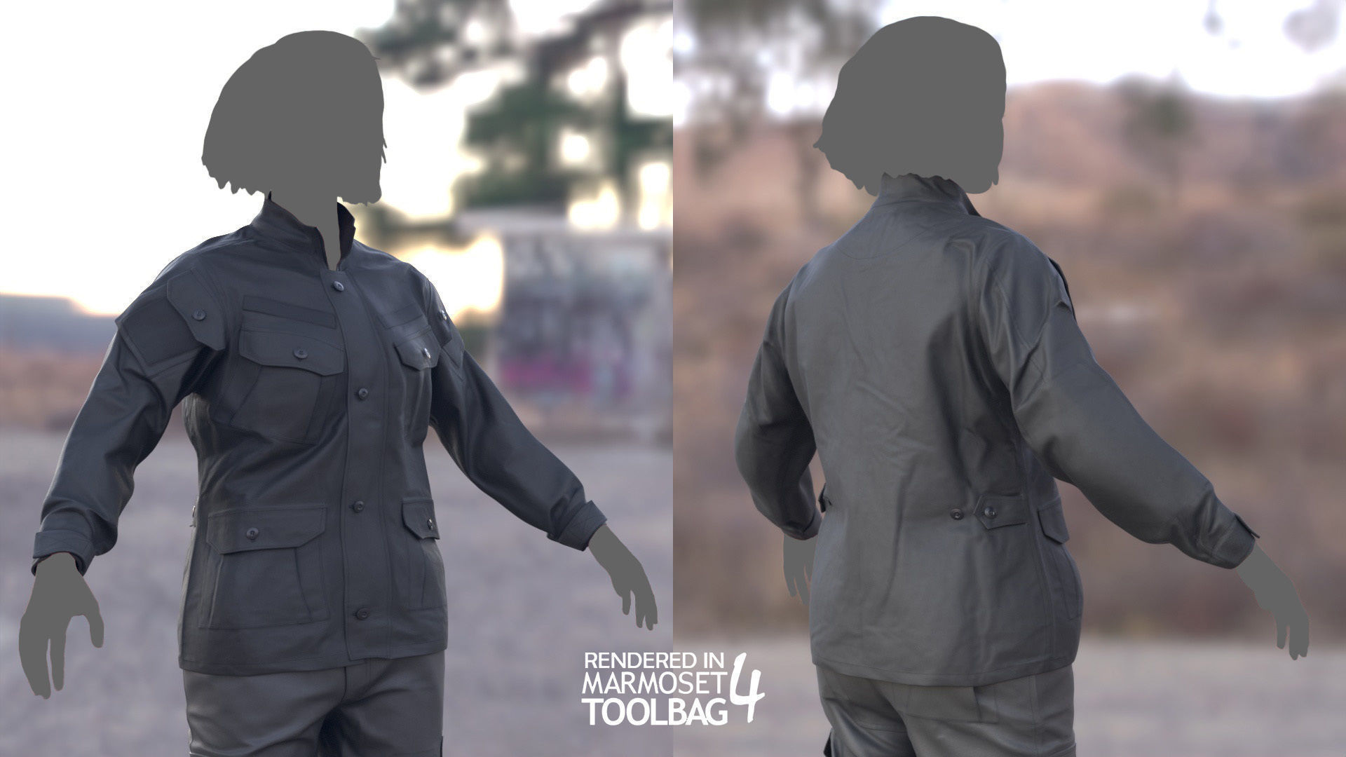 Female Military Outfit 2 Low-poly 3D model_5