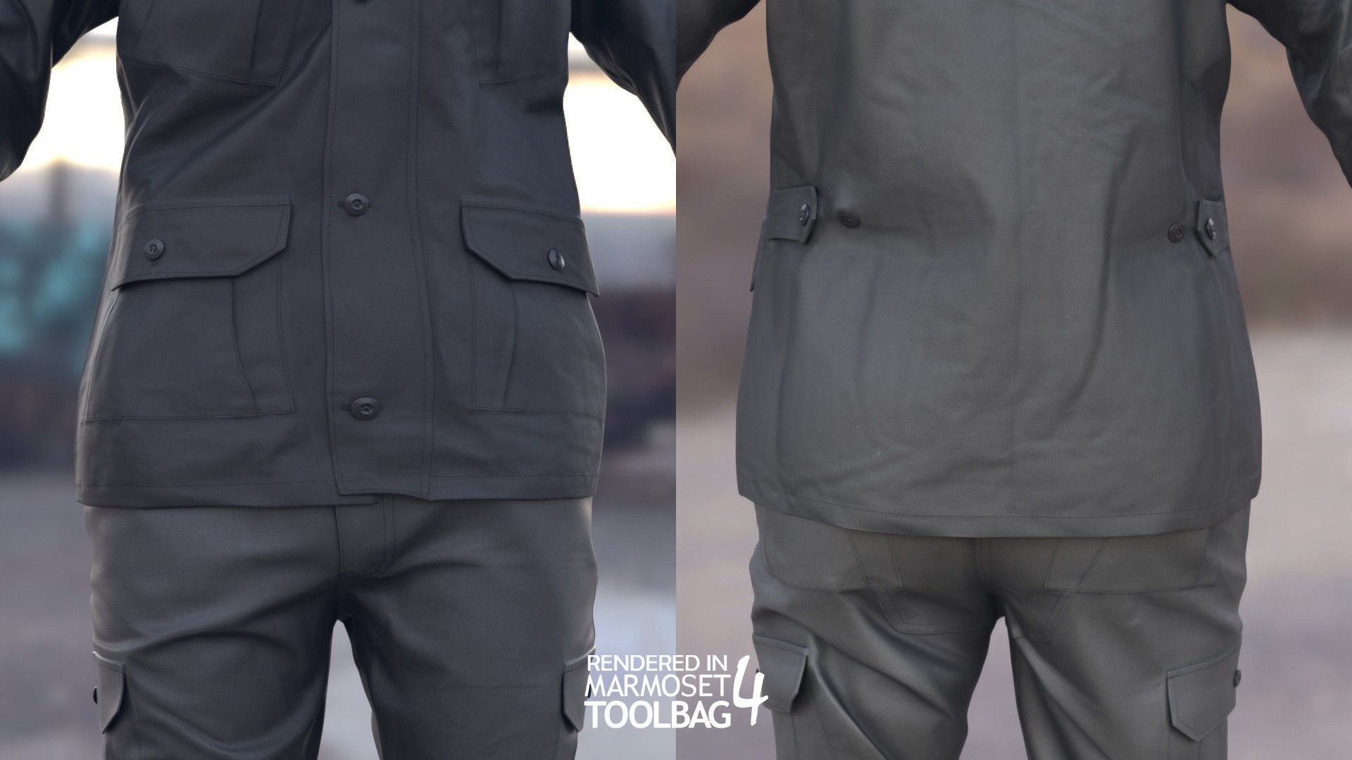 Female Military Outfit 2 Low-poly 3D model_8