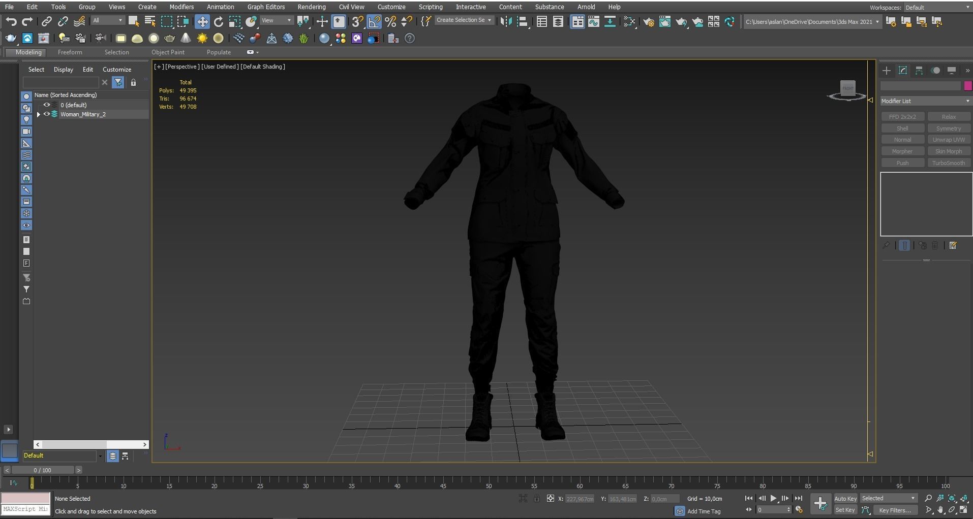 Female Military Outfit 2 Low-poly 3D model_4
