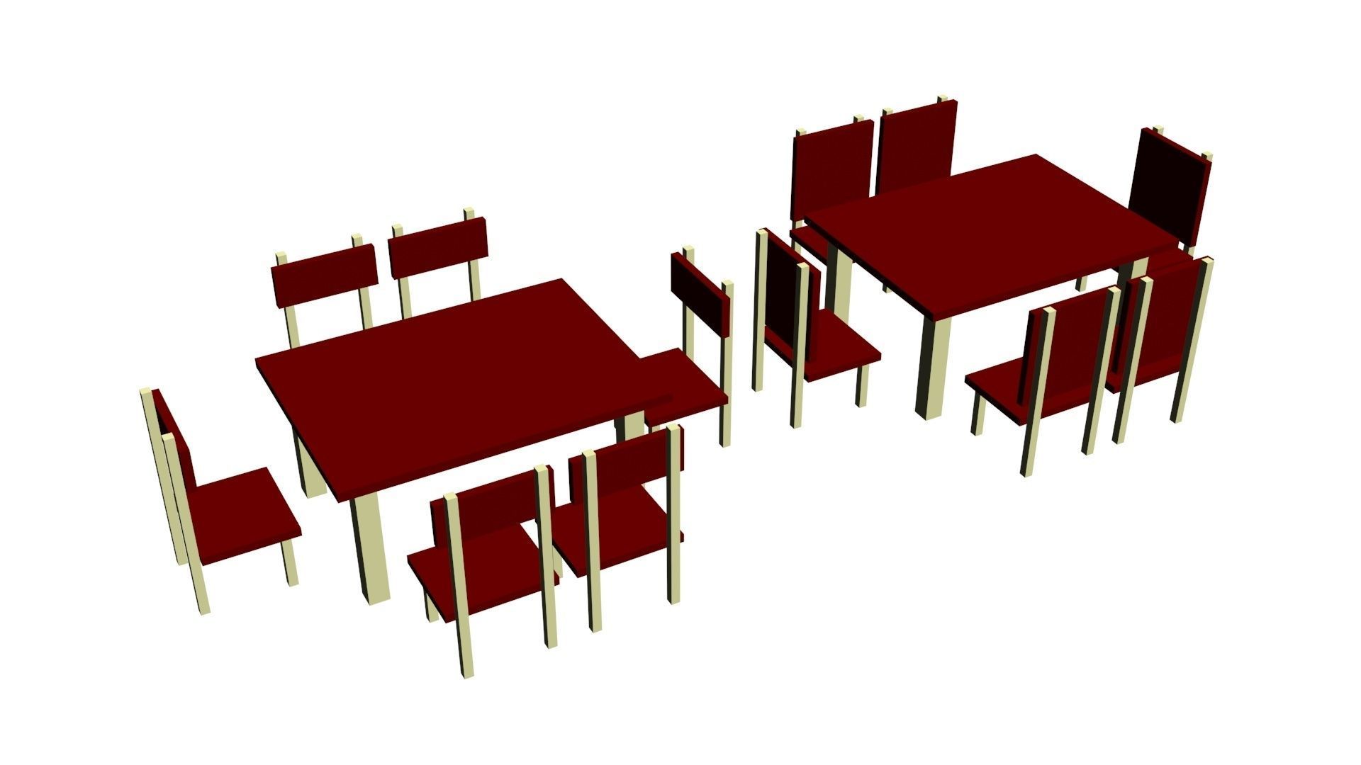 Low Poly Game Ready Table and Chairs Low-poly 3D model_2
