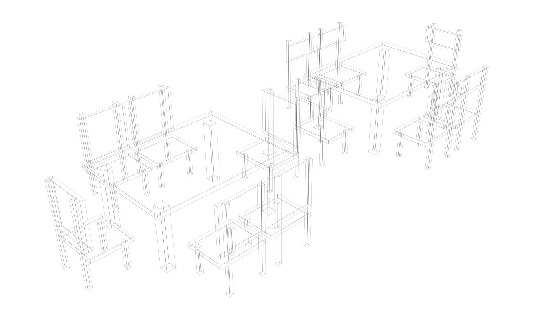 Low Poly Game Ready Table and Chairs Low-poly 3D model_12