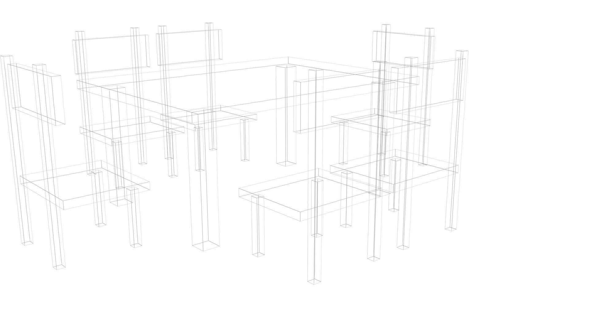 Low Poly Game Ready Table and Chairs Low-poly 3D model_18