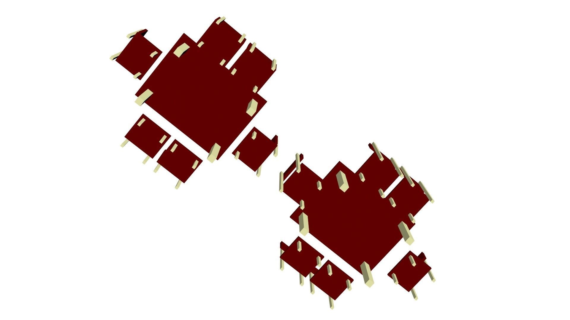 Low Poly Game Ready Table and Chairs Low-poly 3D model_4