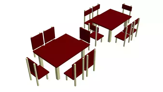 Low Poly Game Ready Table and Chairs Low-poly 3D model