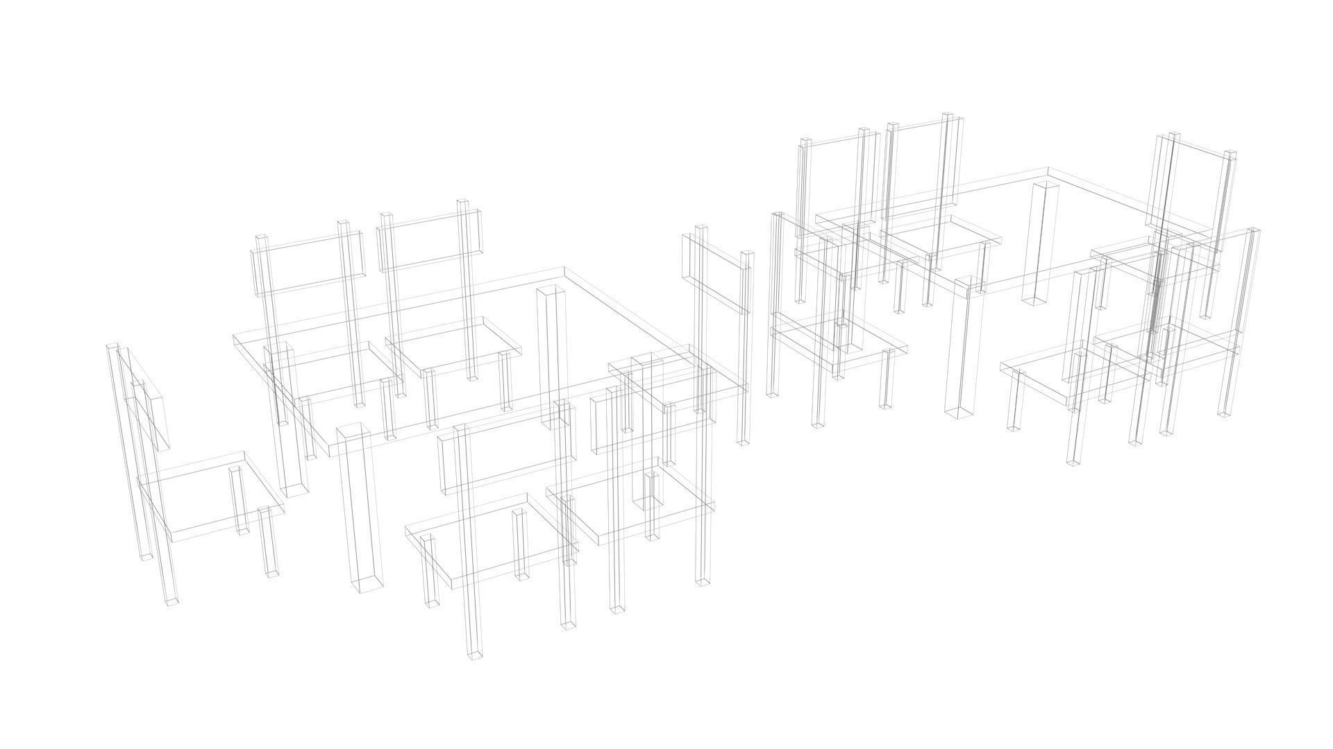 Low Poly Game Ready Table and Chairs Low-poly 3D model_14