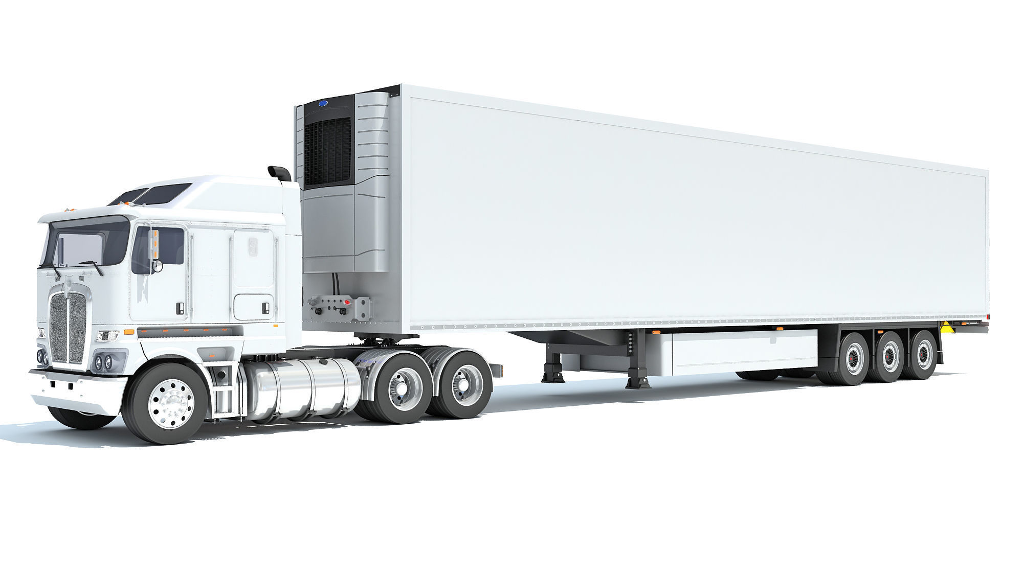 Truck with Reefer Refrigerator Trailer 3D model_8