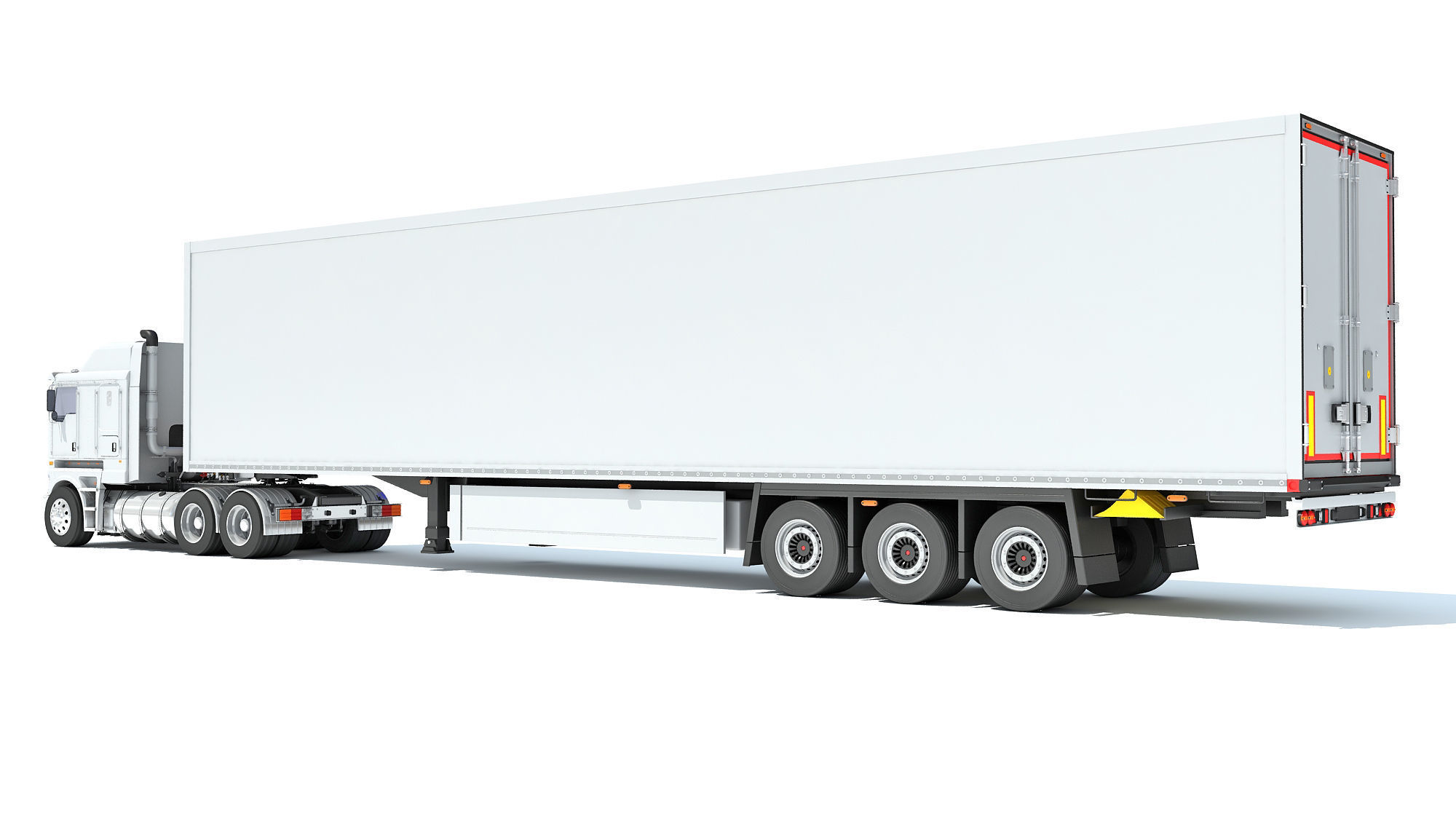Truck with Reefer Refrigerator Trailer 3D model_2