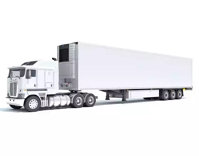Truck with Reefer Refrigerator Trailer 3D model
