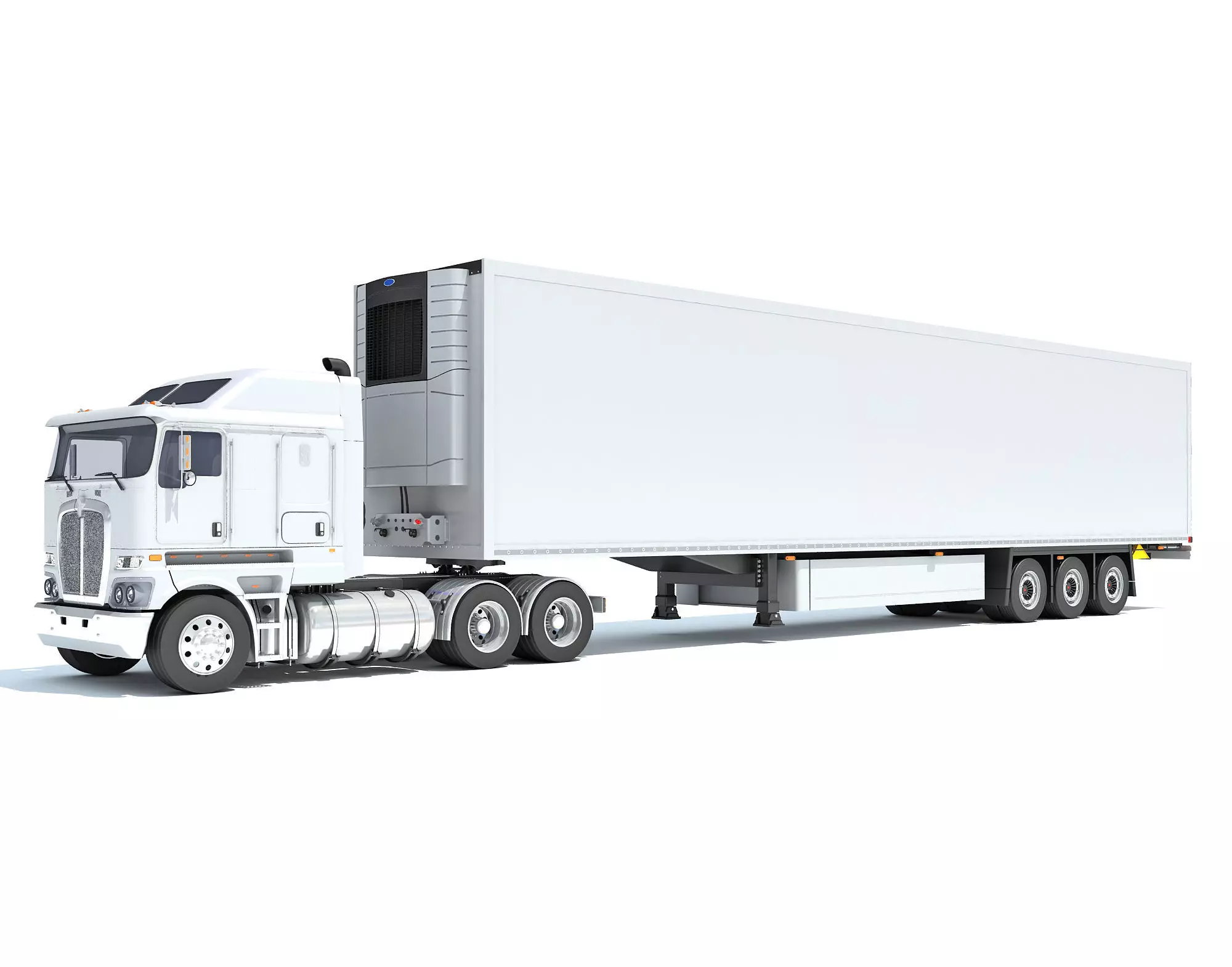 Truck with Reefer Refrigerator Trailer 3D model_0
