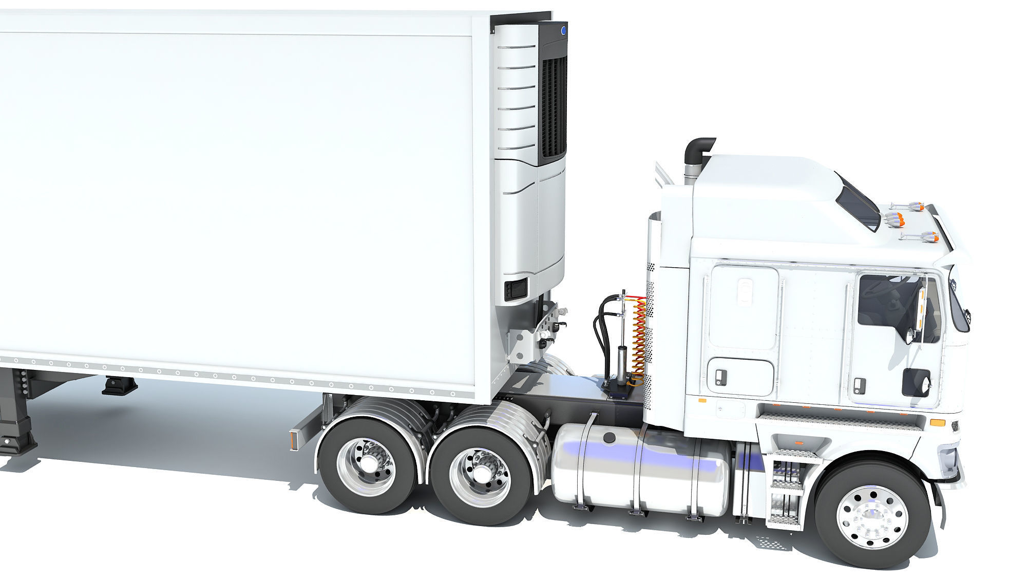 Truck with Reefer Refrigerator Trailer 3D model_14
