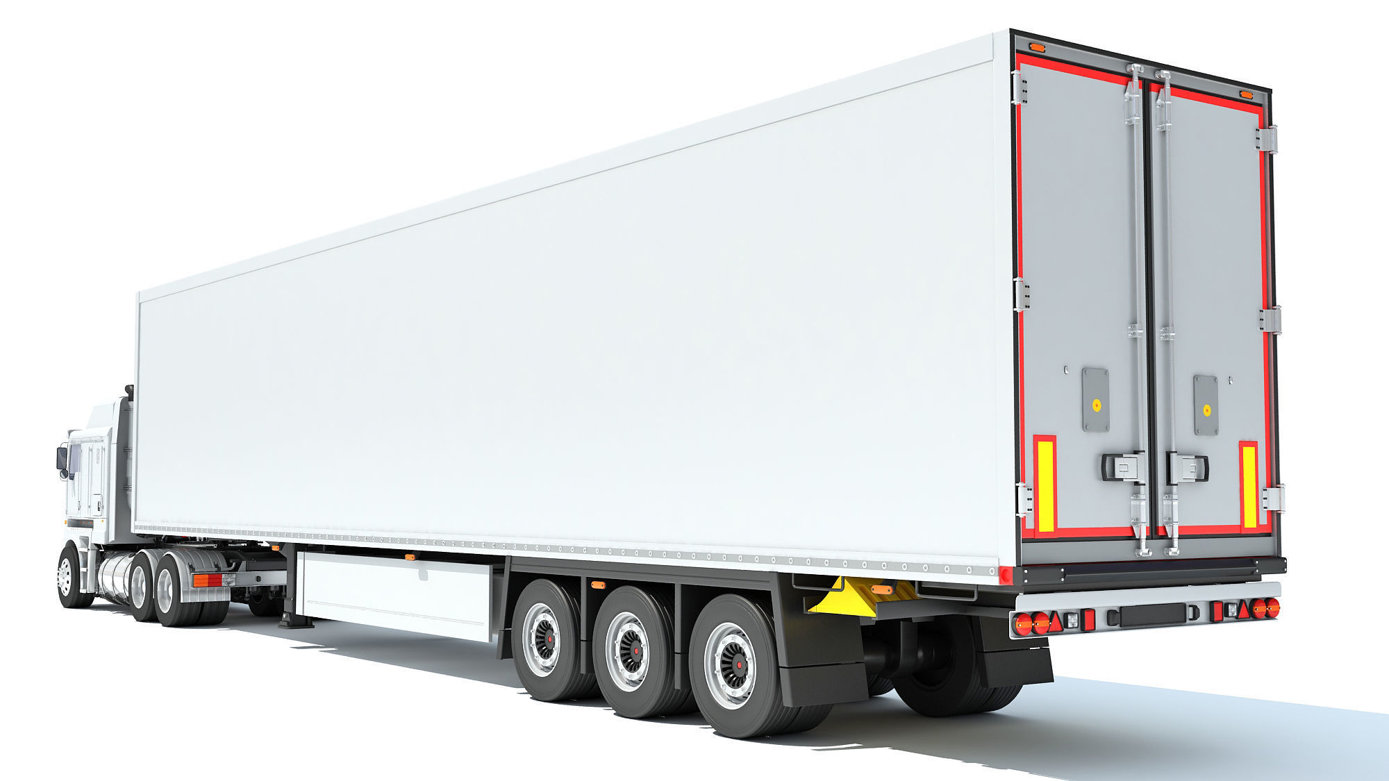 Truck with Reefer Refrigerator Trailer 3D model_3