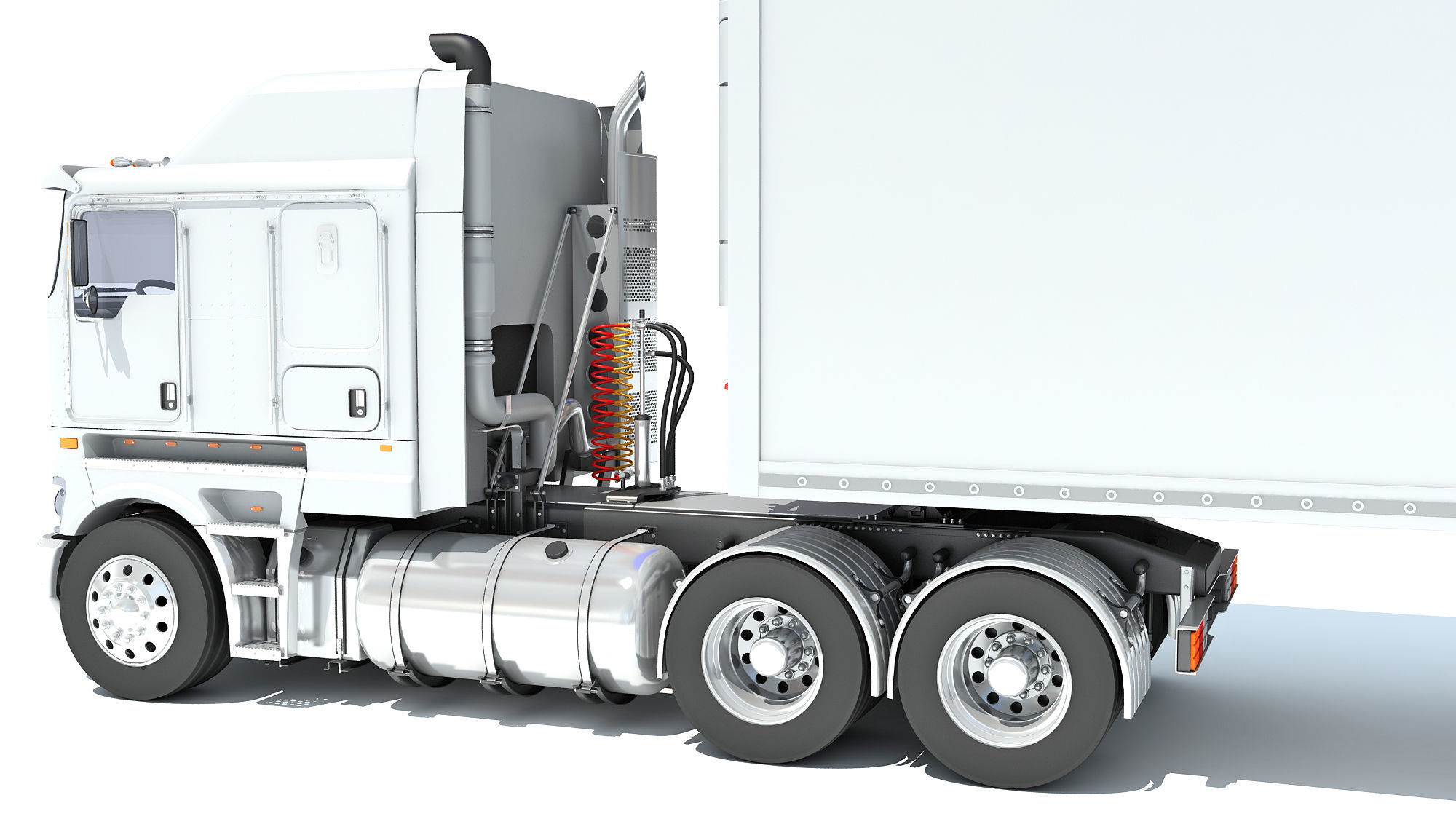 Truck with Reefer Refrigerator Trailer 3D model_13