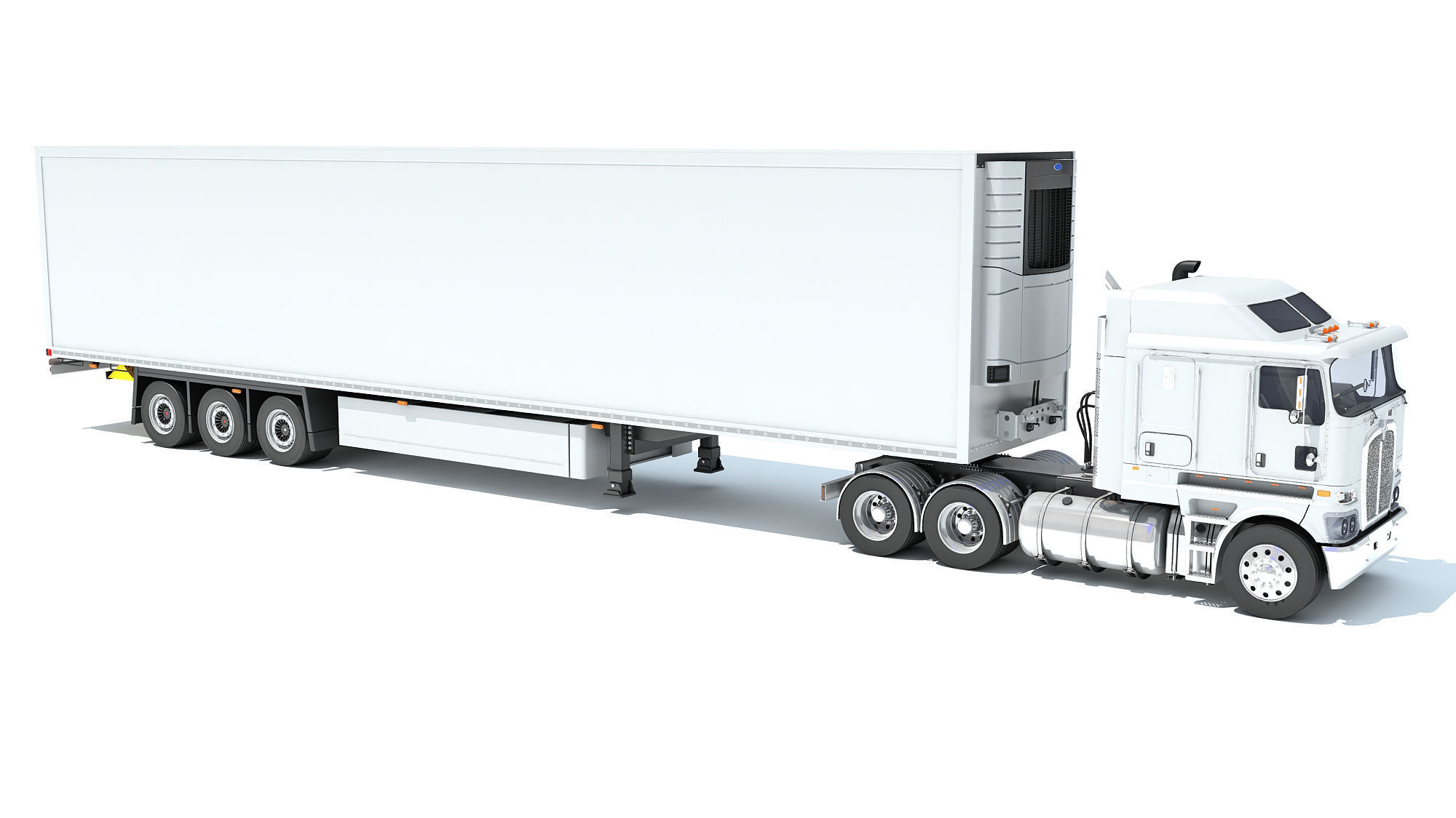 Truck with Reefer Refrigerator Trailer 3D model_7
