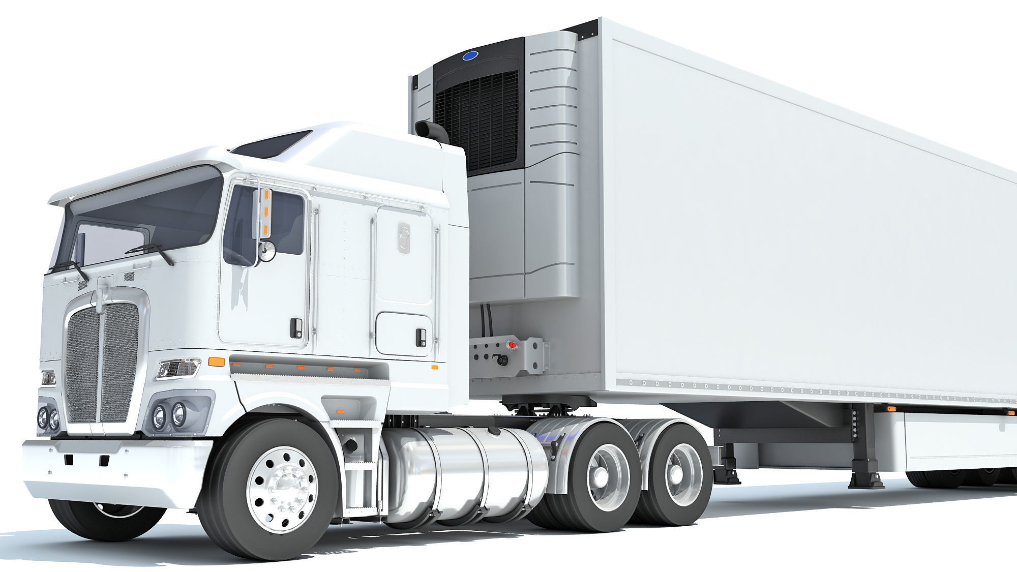 Truck with Reefer Refrigerator Trailer 3D model_12
