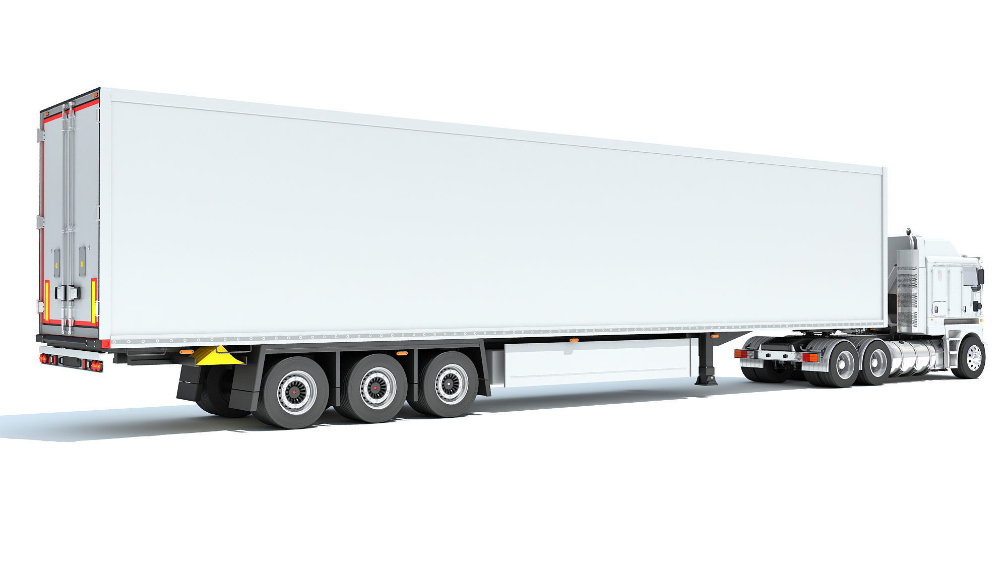 Truck with Reefer Refrigerator Trailer 3D model_4