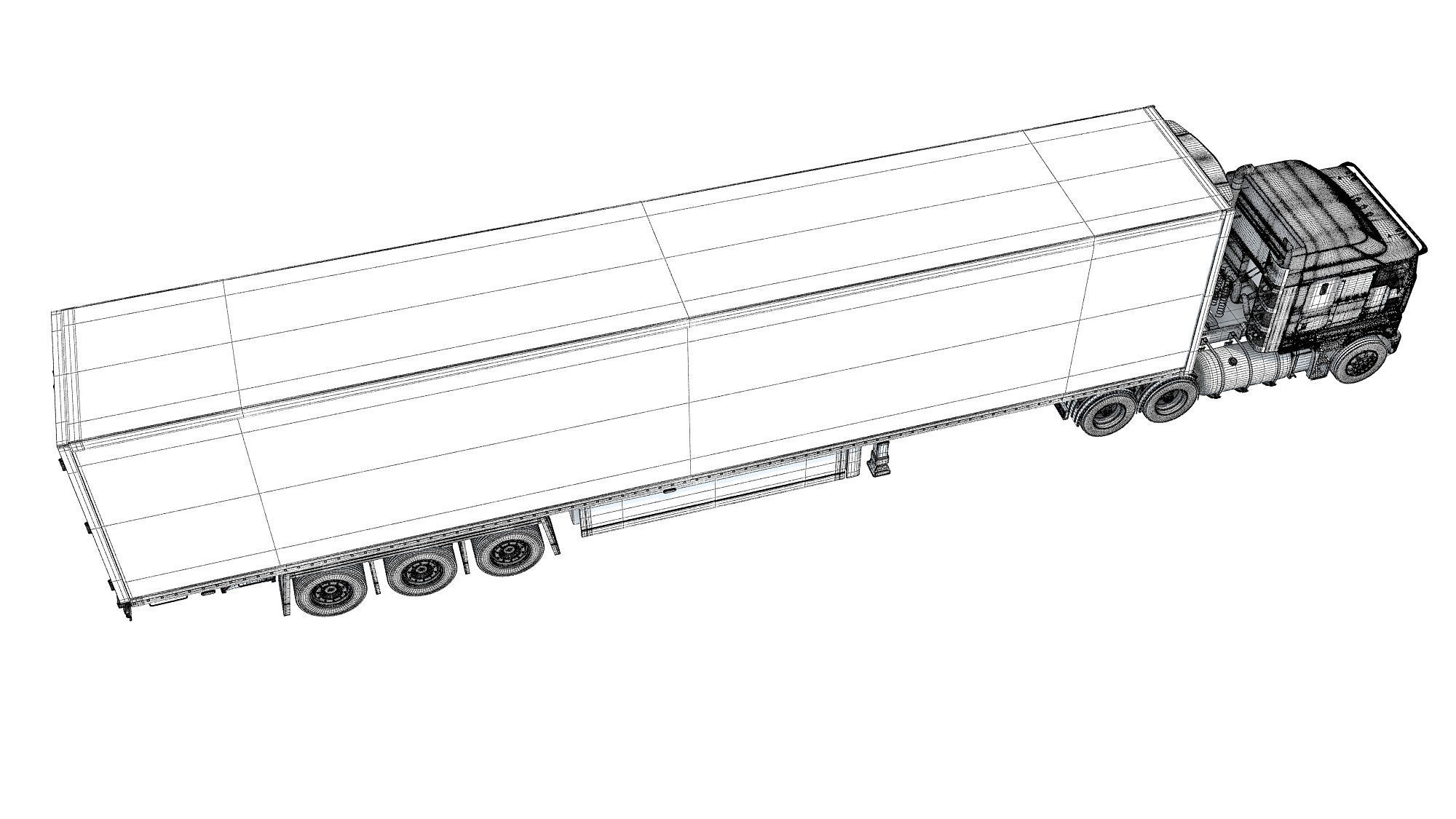 Truck with Reefer Refrigerator Trailer 3D model_18