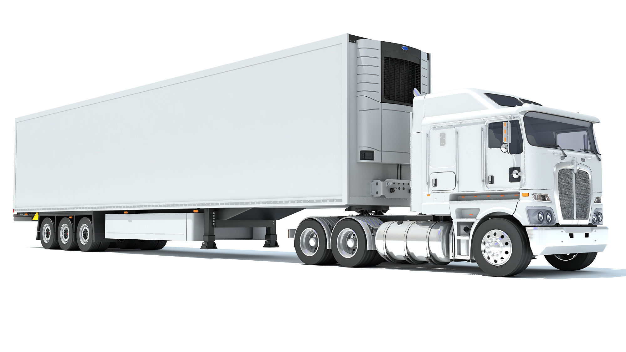 Truck with Reefer Refrigerator Trailer 3D model_9