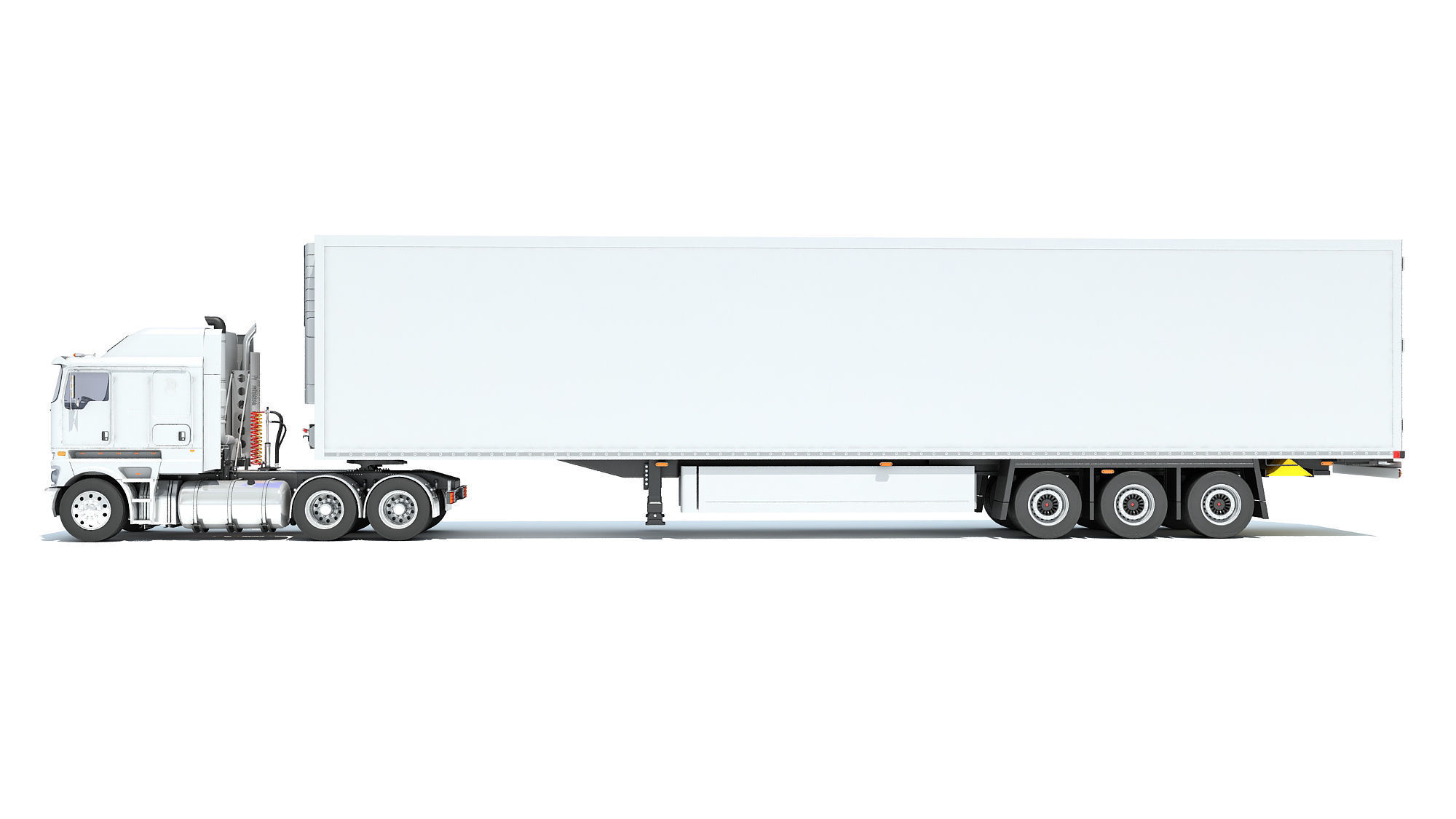 Truck with Reefer Refrigerator Trailer 3D model_1