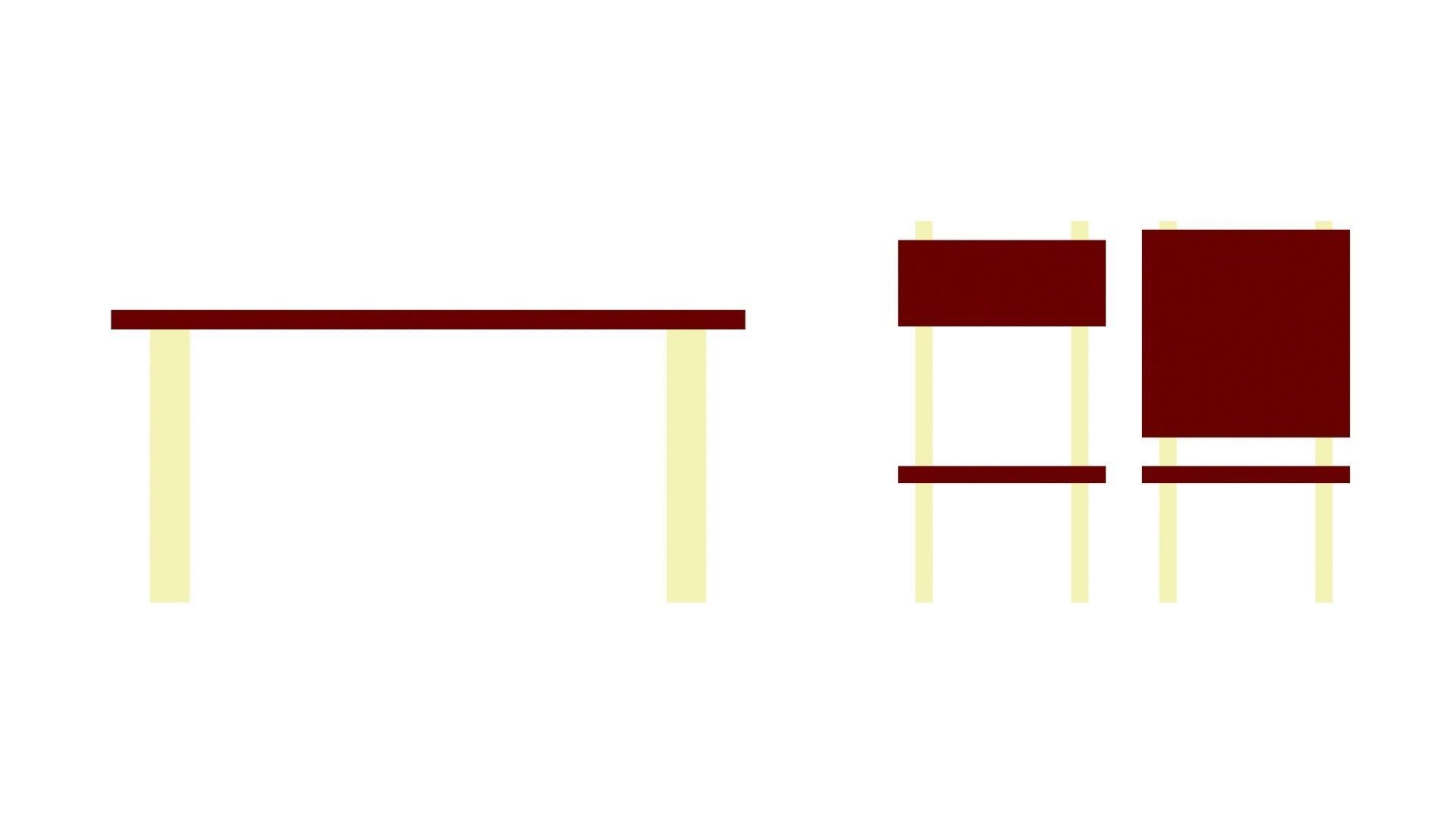 Low Poly Game Ready Table and Chairs Low-poly 3D model_7