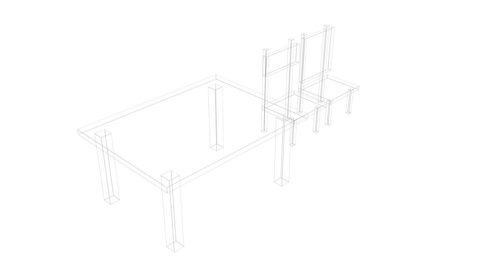 Low Poly Game Ready Table and Chairs Low-poly 3D model_11