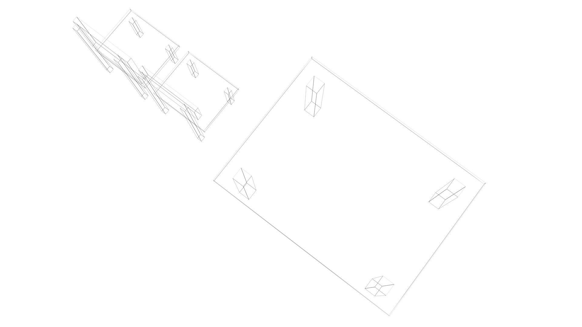 Low Poly Game Ready Table and Chairs Low-poly 3D model_14