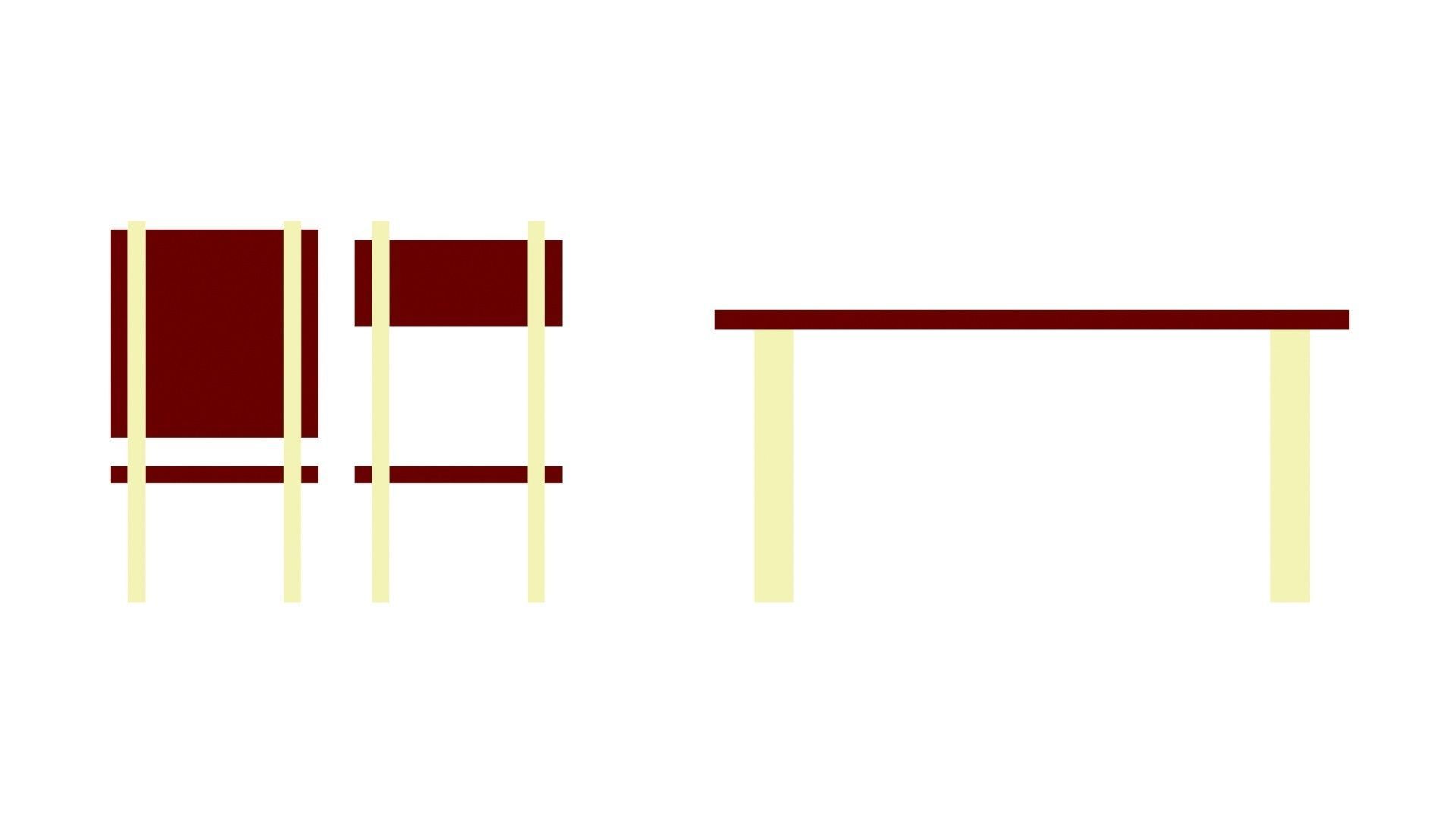 Low Poly Game Ready Table and Chairs Low-poly 3D model_8