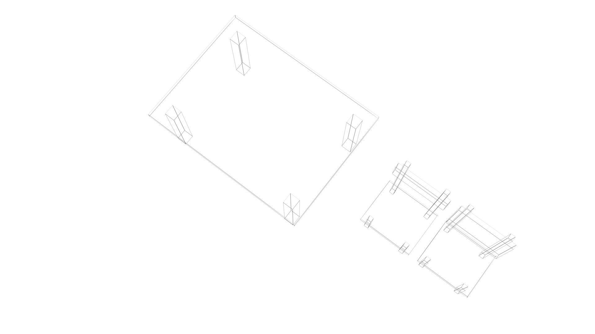 Low Poly Game Ready Table and Chairs Low-poly 3D model_12