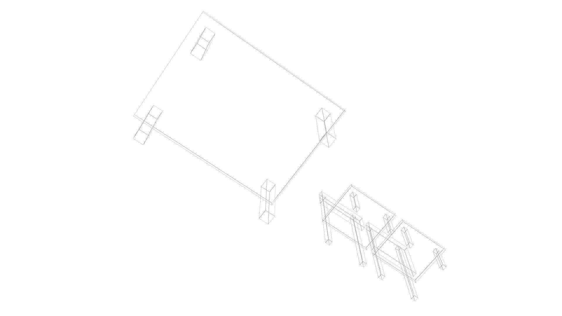 Low Poly Game Ready Table and Chairs Low-poly 3D model_15