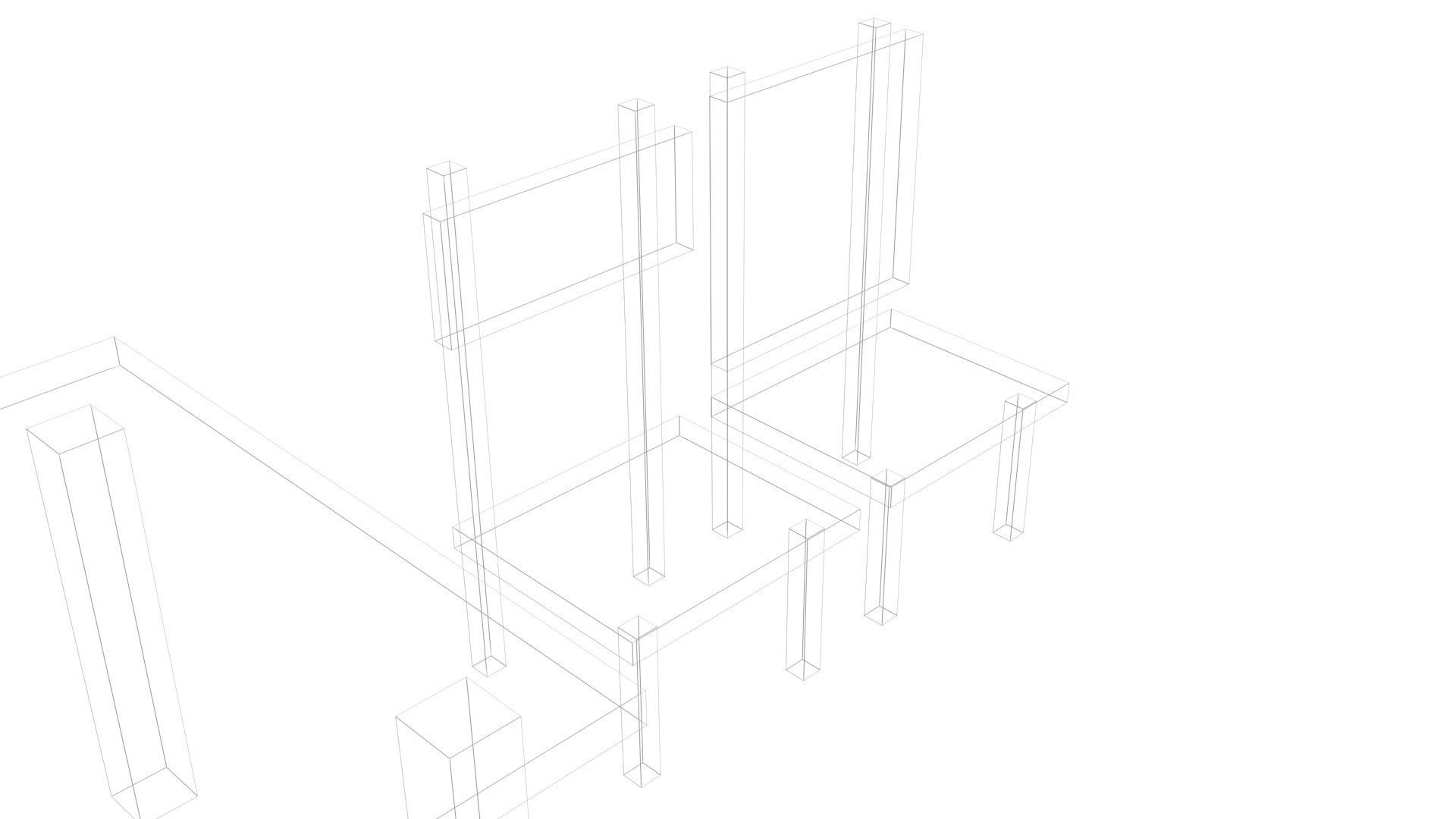 Low Poly Game Ready Table and Chairs Low-poly 3D model_16