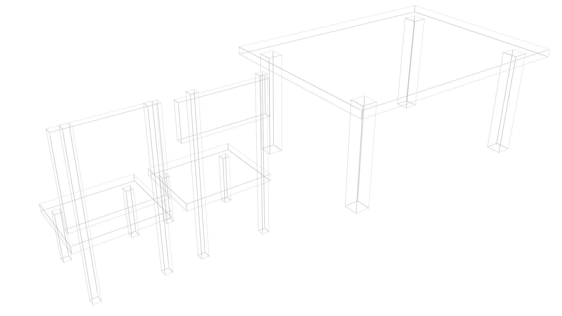 Low Poly Game Ready Table and Chairs Low-poly 3D model_13