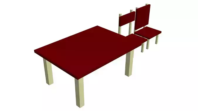 Low Poly Game Ready Table and Chairs