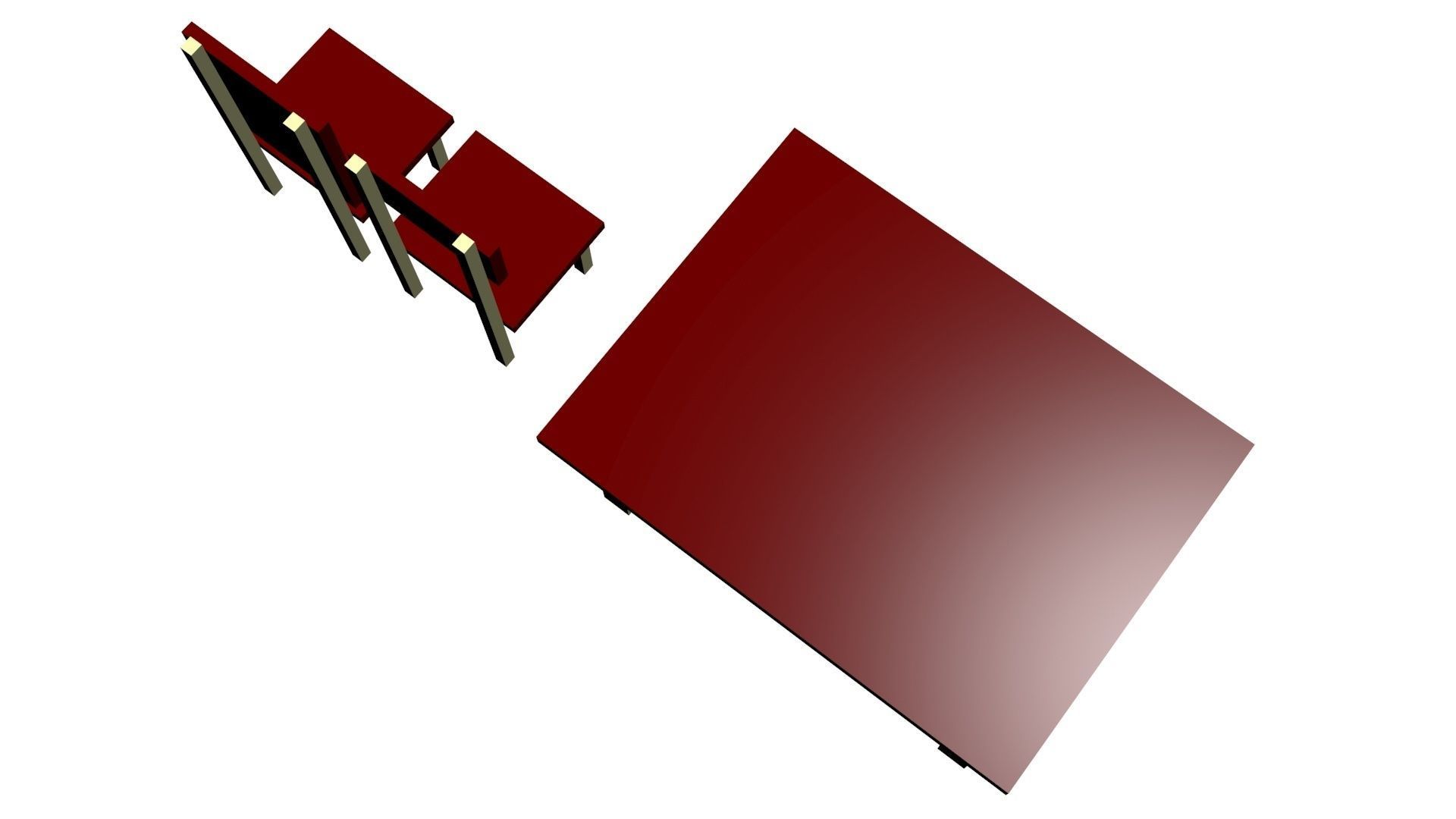 Low Poly Game Ready Table and Chairs Low-poly 3D model_3