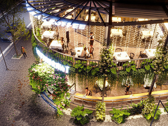 Exterior Restaurant -House Design - Vray for Sketchup 3D model 3