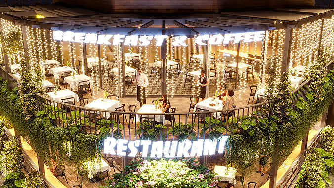Exterior Restaurant -House Design - Vray for Sketchup 3D model 6