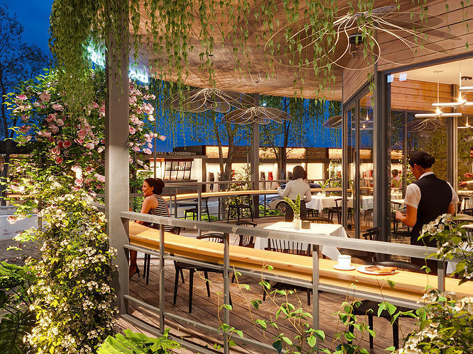 Exterior Restaurant -House Design - Vray for Sketchup 3D model 5