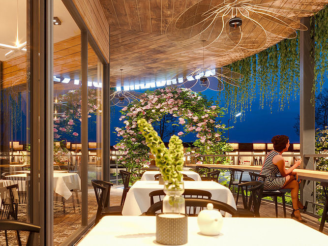 Exterior Restaurant -House Design - Vray for Sketchup 3D model 4