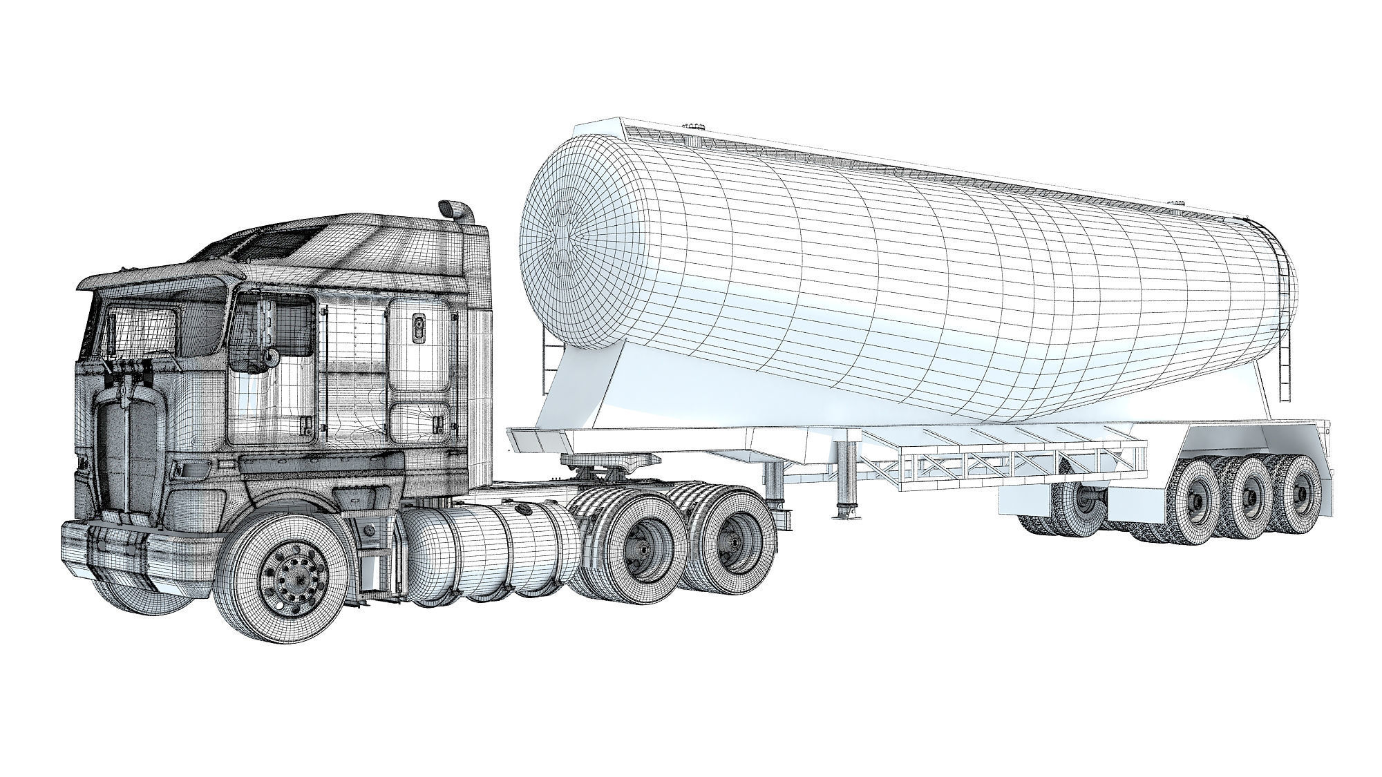 Truck with Tank Trailer 3D model_17
