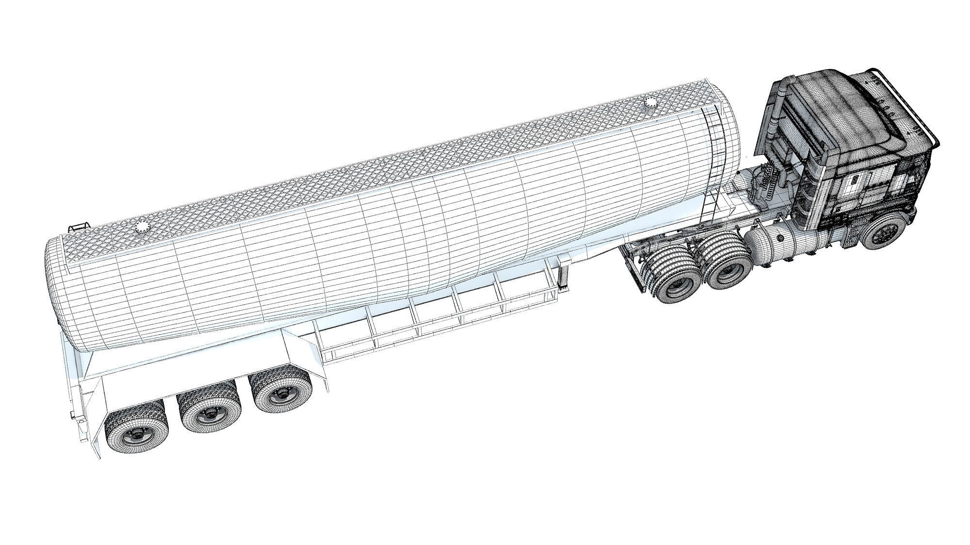 Truck with Tank Trailer 3D model_19