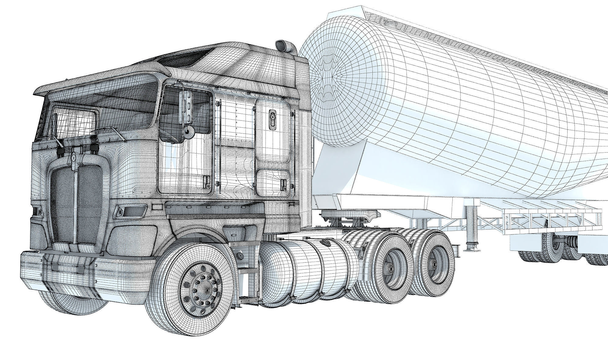 Truck with Tank Trailer 3D model_21
