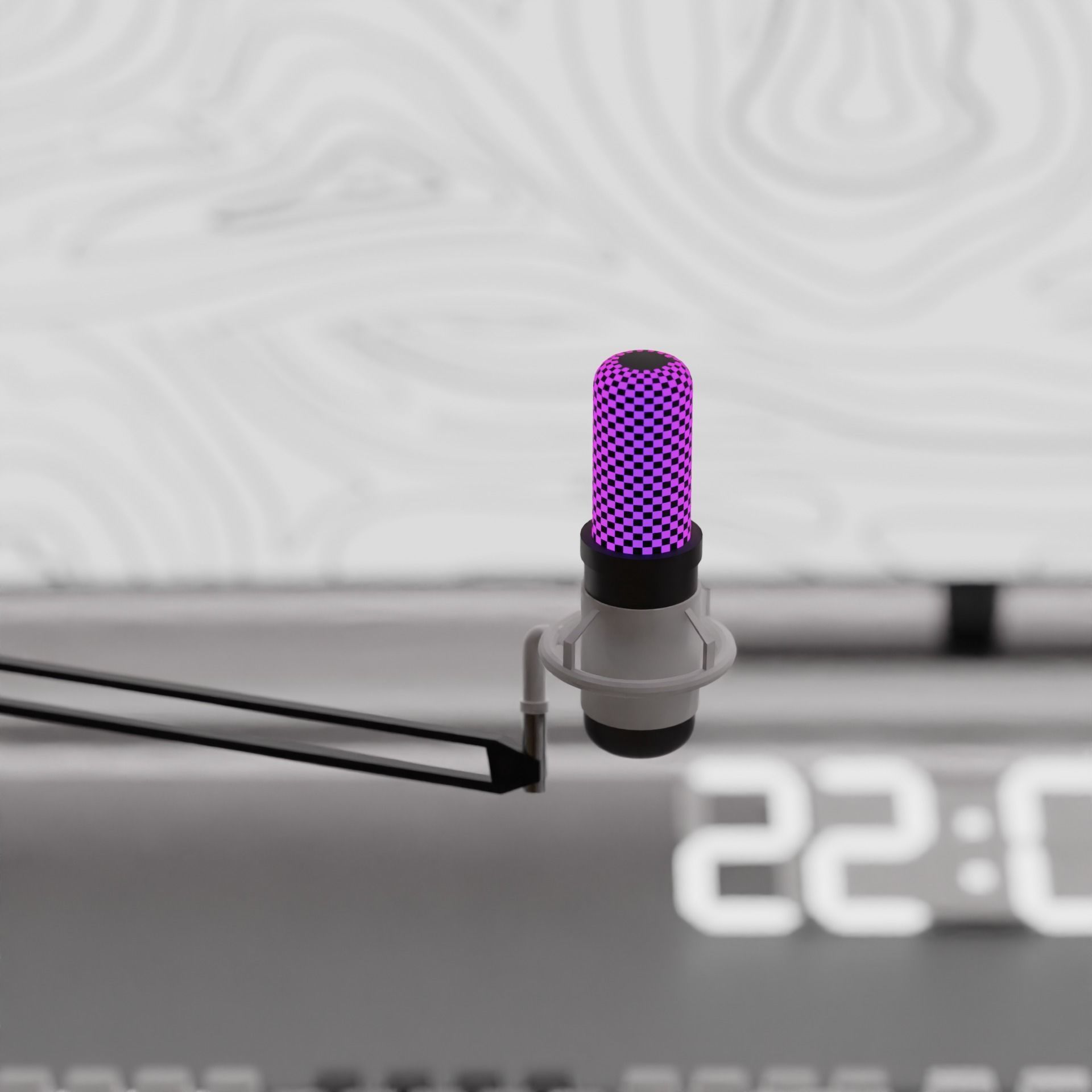 white setup gaming desk 3D model_4