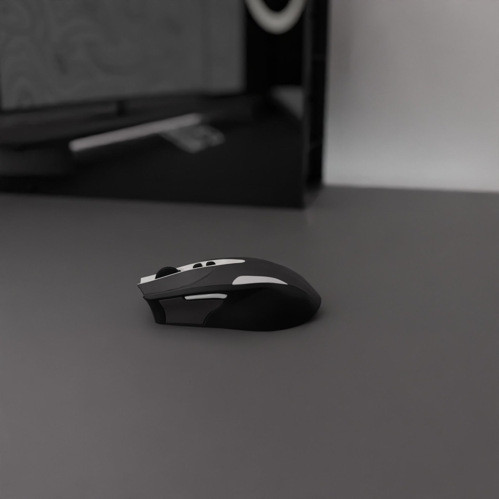 white setup gaming desk 3D model_9