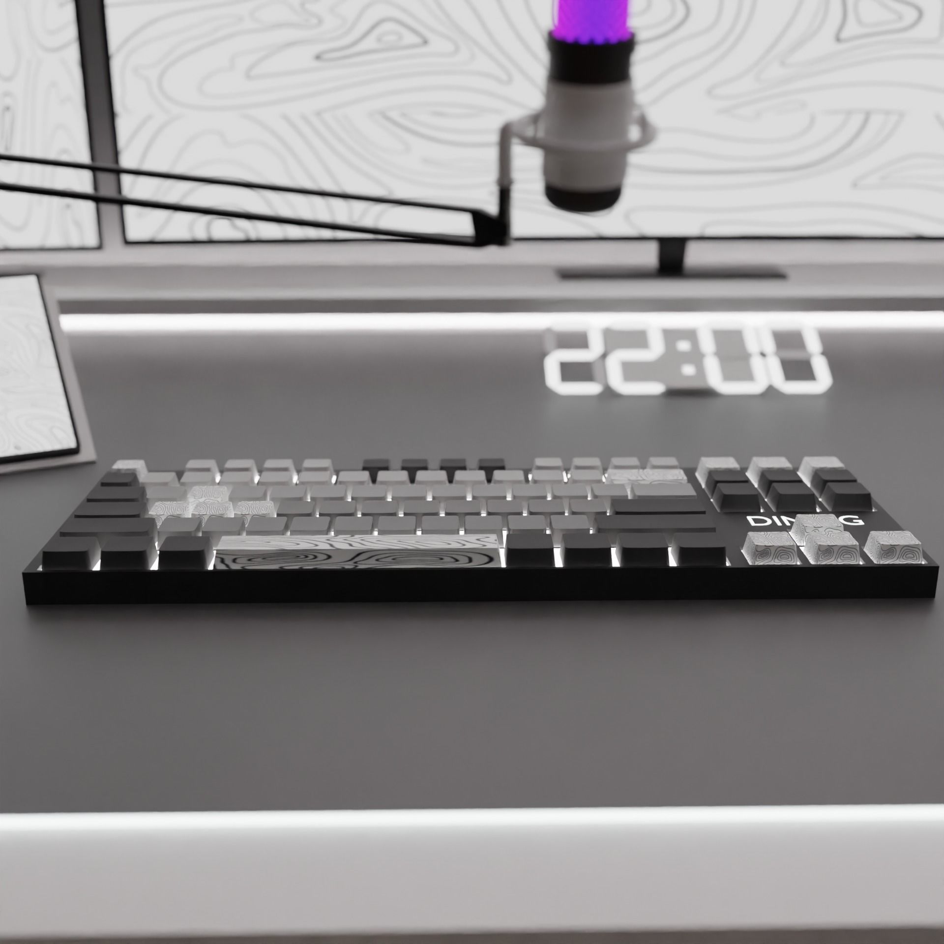 white setup gaming desk 3D model_5