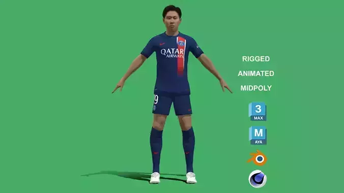 3D Rigged Lee Kang-in PSG 2024 3D model