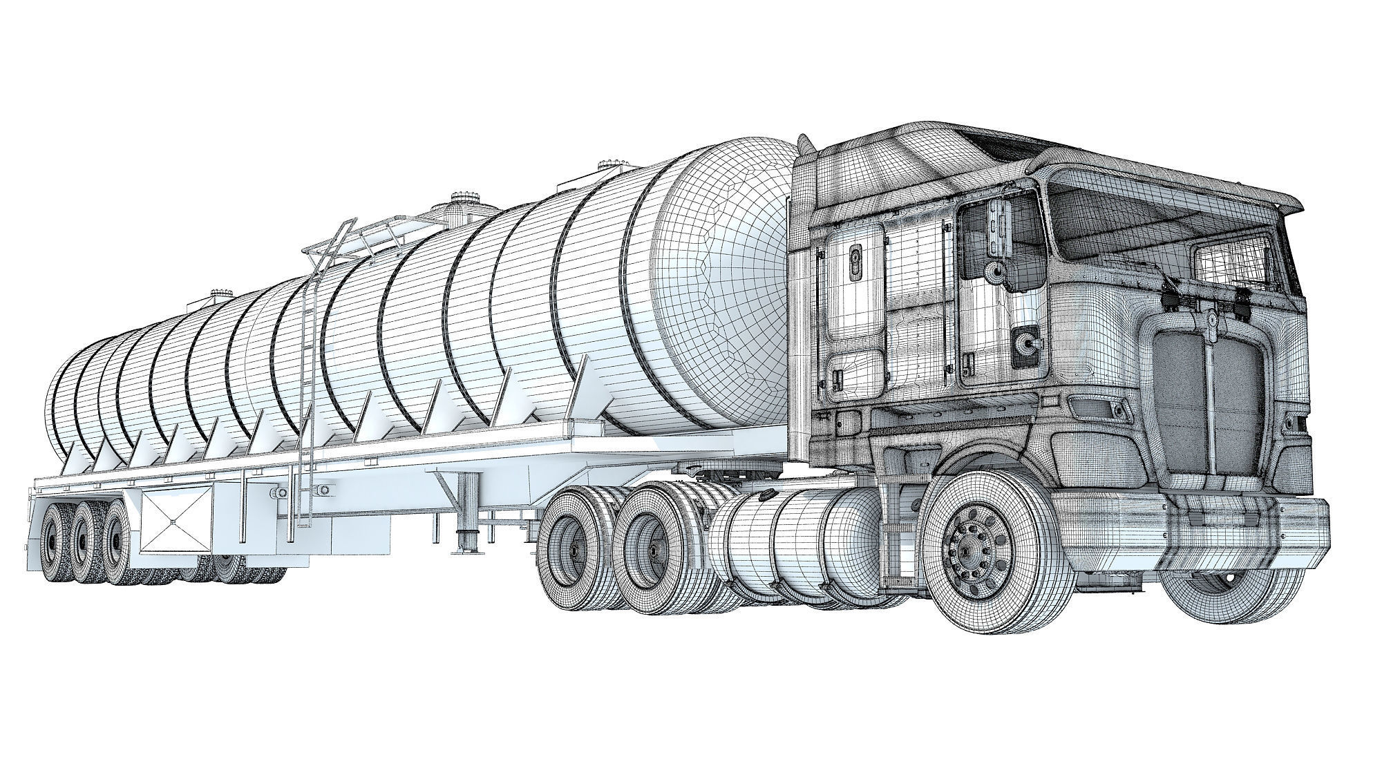 Truck with Tank Semitrailer 3D model_19