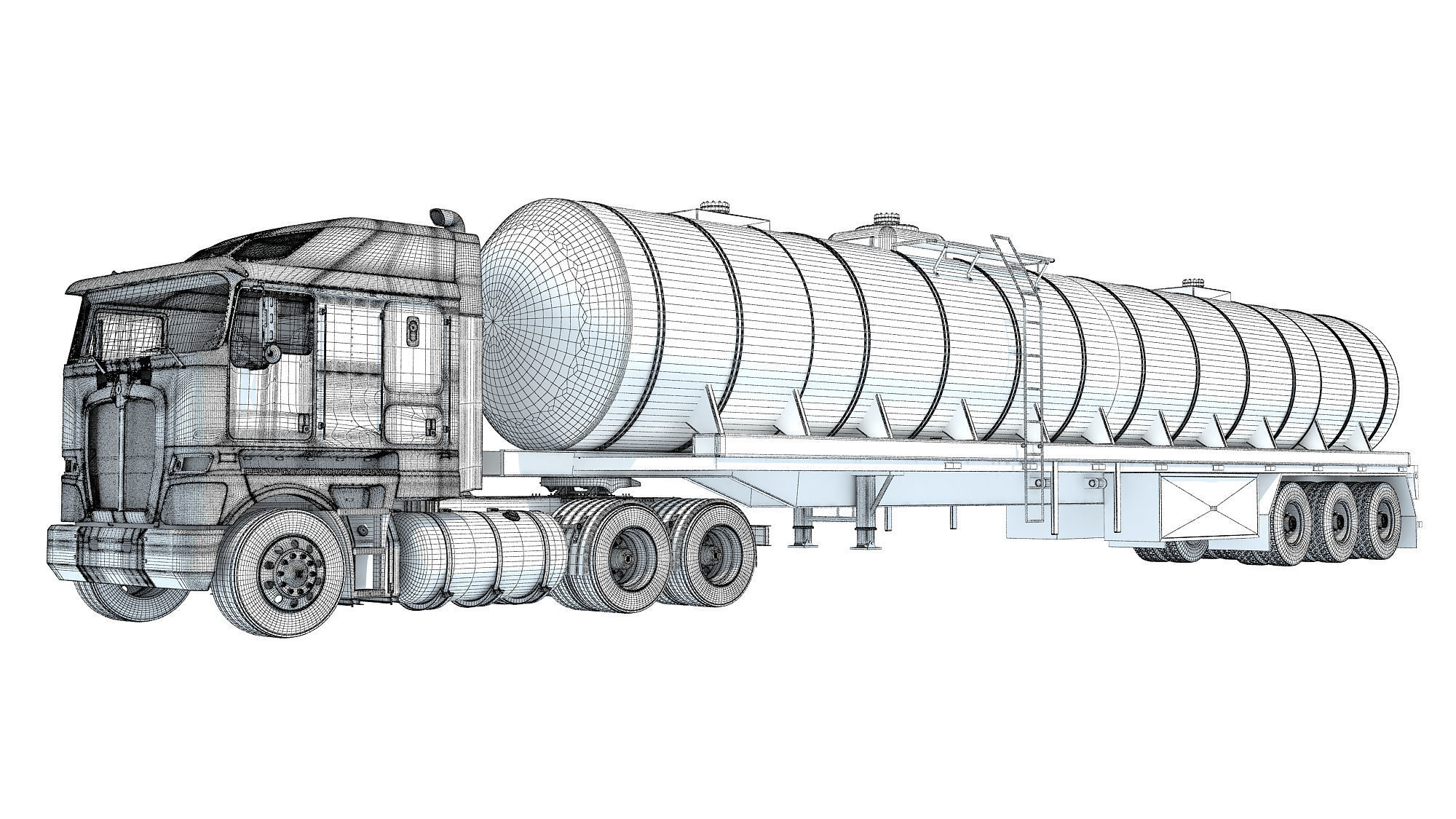 Truck with Tank Semitrailer 3D model_16