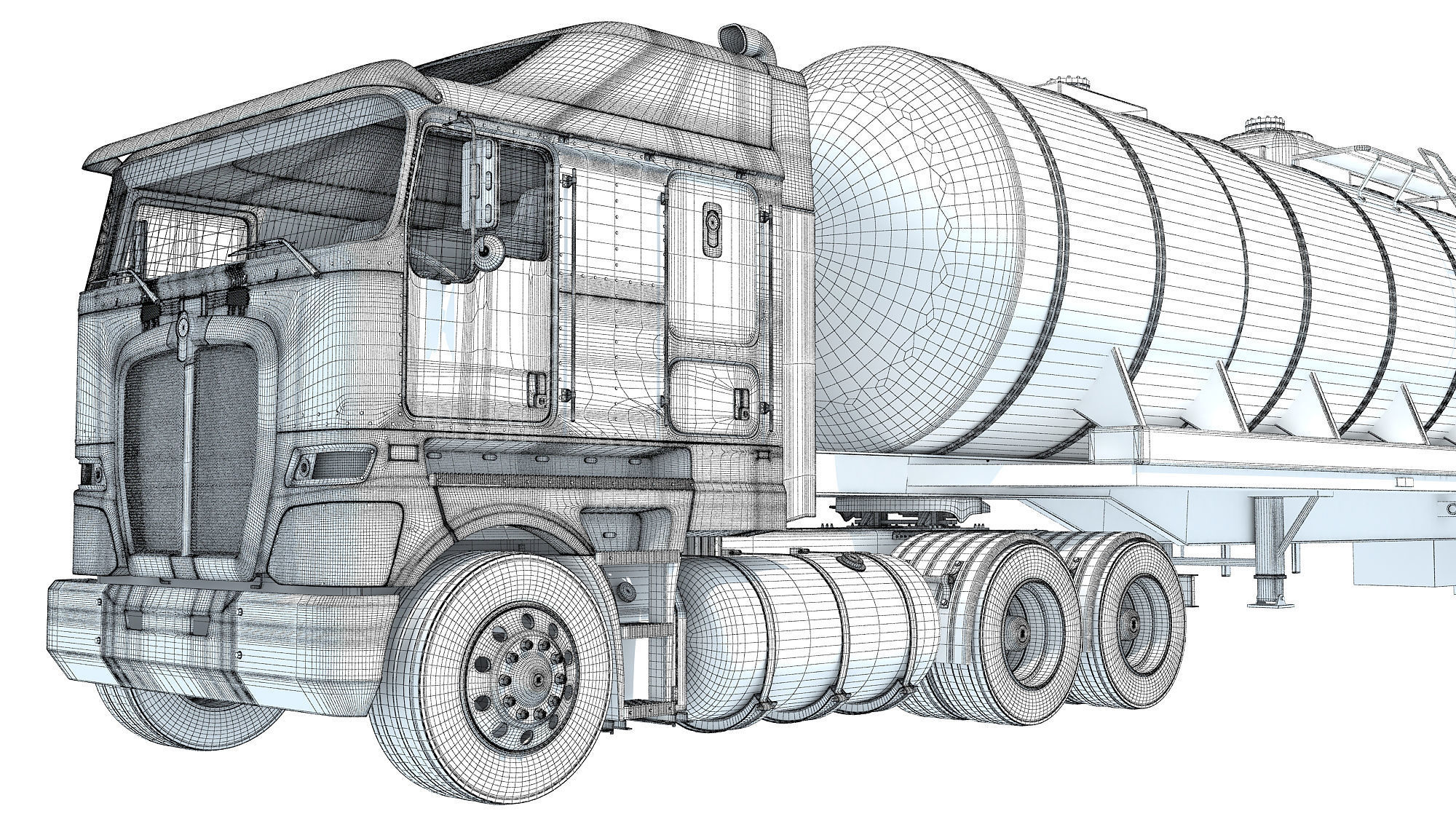 Truck with Tank Semitrailer 3D model_20